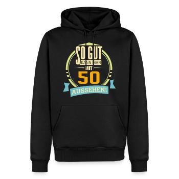 Geburtstag so gut kann man mit 50 aussehen - Männer Premium Bio Hoodie - Schwarz - Vorne - Nico (187cm)
