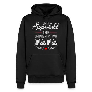 Superheld Papa - Männer Premium Bio Hoodie - Schwarz - Vorne - Nico (187cm)
