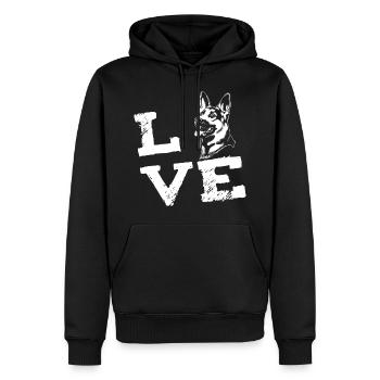 Berger allemand - berger allemand - l’amour - Sweat à capuche Premium bio Homme - noir - Devant - Nico (187cm)