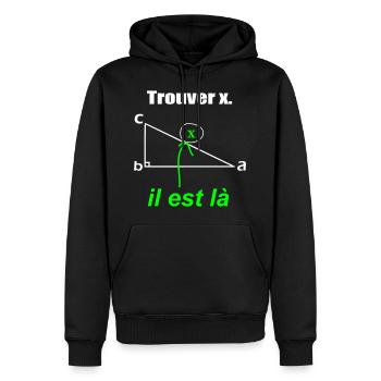 x est ici - Sweat à capuche Premium bio Homme - noir - Devant - Nico (187cm)