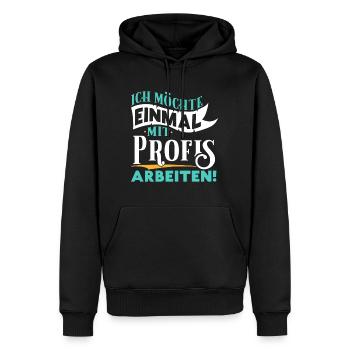 Ich möchte einmal mit Profis arbeiten - Arbeit Job - Männer Premium Bio Hoodie - Schwarz - Vorne - Nico (187cm)