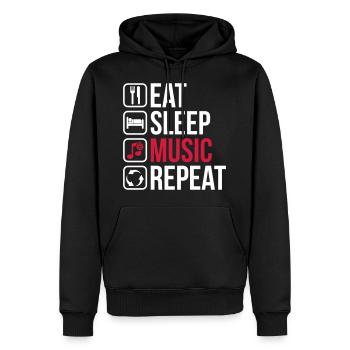 Eat Sleep Music Repeat - Männer Premium Bio Hoodie - Schwarz - Vorne - Nico (187cm)