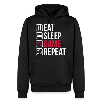 Eat Sleep Game Repeat - Männer Premium Bio Hoodie - Schwarz - Vorne - Nico (187cm)
