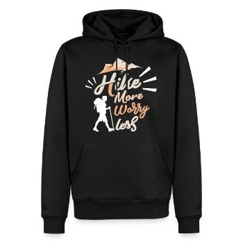 Randonnée plus - s'inquiéter moins - Sweat à capuche Premium bio Homme - noir - Devant - Nico (187cm)