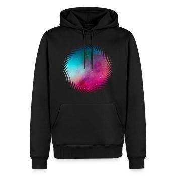 Galaxie abstraite - Sweat à capuche Premium bio Homme - noir - Devant - Nico (187cm)