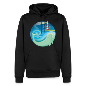 baleine - Sweat à capuche Premium bio Homme - noir - Devant - Nico (187cm)