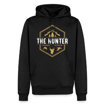 THE HUNTER hunting hunter forester deer forest gift - Men’s Premium Organic Hoodie - black - Front - Nico (187cm)