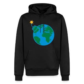 Earth globe planet world round globe circle text - Men’s Premium Organic Hoodie - black - Front - Nico (187cm)