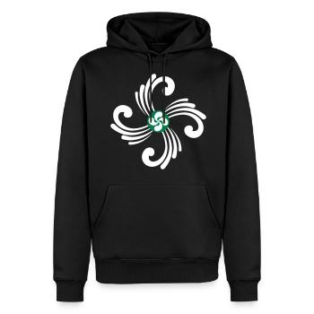 Croix du pays Basque - Sweat à capuche Premium bio Homme - noir - Devant - Nico (187cm)
