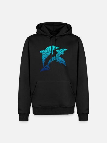 Delfin Ozean Wasser Meer Fisch Wellen Flipper - Männer Premium Bio Hoodie - Schwarz