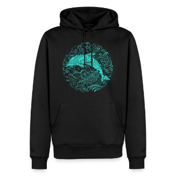 Delfin Tier Meer Wellen Wasser Säugetier - Männer Premium Bio Hoodie - Schwarz - Vorne - Nico (187cm)