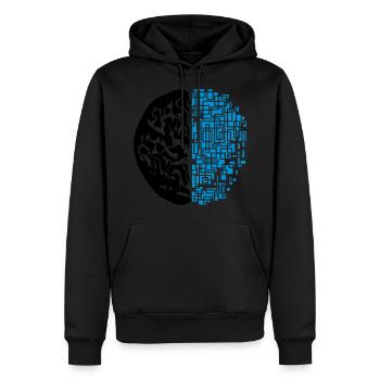 design schwarz digital android synthetisch roboter - Männer Premium Bio Hoodie - Schwarz - Vorne - Nico (187cm)