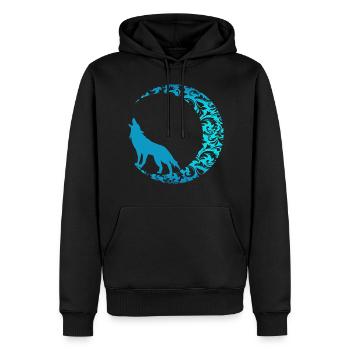 Wolf Tier Rudel Hund jagen einsam Vollmond Zähne - Männer Premium Bio Hoodie - Schwarz - Vorne - Nico (187cm)