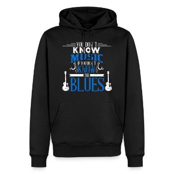 Blues guitar gift music band notes idea - Men’s Premium Organic Hoodie - black - Front - Nico (187cm)