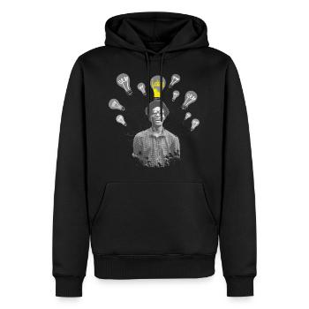 Geek Idea - Männer Premium Bio Hoodie - Schwarz - Vorne - Nico (187cm)