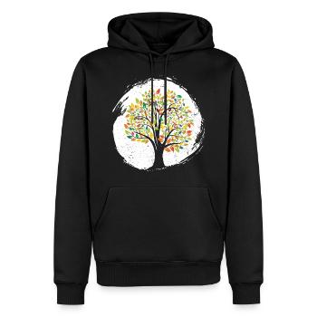 Arbre de vie | Nature forêt feuilles vie branches arbre - Sweat à capuche Premium bio Homme - noir - Devant - Nico (187cm)