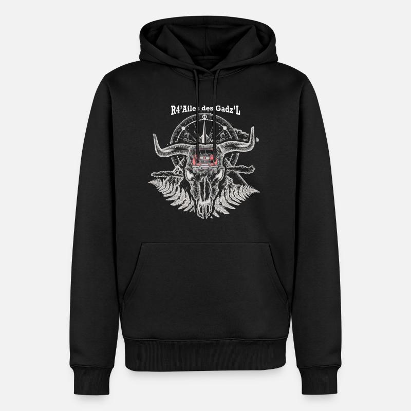 Logo blanc - Sweat à capuche Premium bio Homme - noir