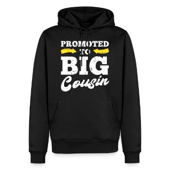Promoted To Big Cousin - Männer Premium Bio Hoodie - Schwarz - Vorne - Nico (187cm)