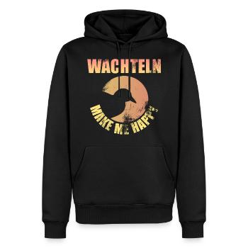 Quail Happy - Men’s Premium Organic Hoodie - black - Front - Nico (187cm)