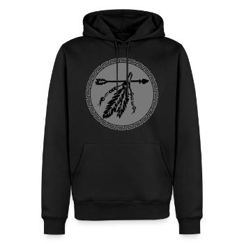 Flèche avec plumes, protection, natif américain - Sweat à capuche Premium bio Homme - noir - Devant - Nico (187cm)