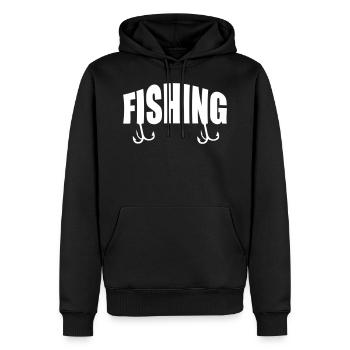 leurre de pêche - Sweat à capuche Premium bio Homme - noir - Devant - Nico (187cm)