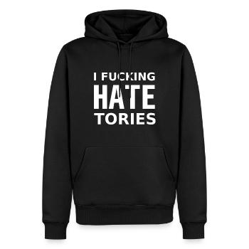 I Fucking Hate Tories - Men’s Premium Organic Hoodie - black - Front - Nico (187cm)