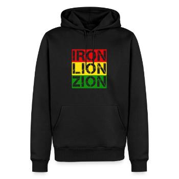 IRON LION ZION, REGGAE Flagge - Männer Premium Bio Hoodie - Schwarz - Vorne - Nico (187cm)