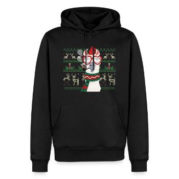Lama Alpaka Ugly Christmas Lustige Sprüche - Männer Premium Bio Hoodie - Schwarz - Vorne - Nico (187cm)