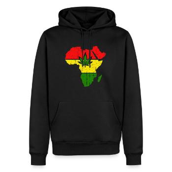 AFRIKA, REGGAE, HANF, MARLEY, RASTAFARI, JAMAIKA - Männer Premium Bio Hoodie - Schwarz - Vorne - Nico (187cm)