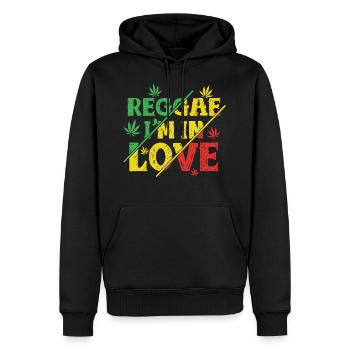 Reggae im in Love, Jamaika, Rastafari, Rasta - Männer Premium Bio Hoodie - Schwarz - Vorne - Nico (187cm)
