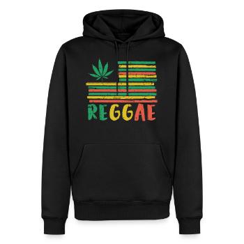 Reggae Flagge, Marley, Rastafari Flag, Jamaica - Männer Premium Bio Hoodie - Schwarz - Vorne - Nico (187cm)