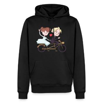 Couple de mariage marié coeur mariée et le marié - Sweat à capuche Premium bio Homme - noir - Devant - Nico (187cm)