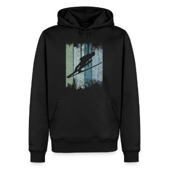Saut à ski, saut à ski, sauteurs à ski, saut à ski - Sweat à capuche Premium bio Homme - noir - Devant - Nico (187cm)