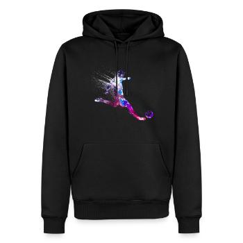 Attaquant, buteur, footballeur, défenseur - Sweat à capuche Premium bio Homme - noir - Devant - Nico (187cm)