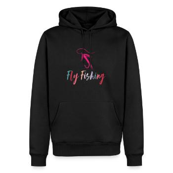 Fly fishing, Flugangeln, Fliegenfischen, Flugangel - Männer Premium Bio Hoodie - Schwarz - Vorne - Nico (187cm)
