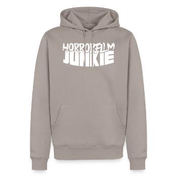 Horrorfilm Junkie - Männer Premium Bio Hoodie - Taupe - Vorne - Nico (187cm)
