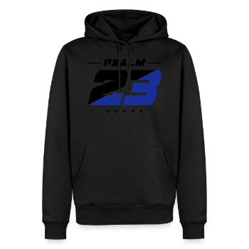 Psaume 23 verset de la Bible - Sweat à capuche Premium bio Homme - noir - Devant - Nico (187cm)