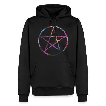 Pentagramm Paint - Männer Premium Bio Hoodie - Schwarz - Vorne - Nico (187cm)