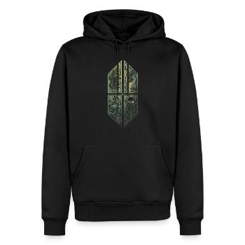 Cthulhu ornament cloud forest - Men’s Premium Organic Hoodie - black - Front - Nico (187cm)