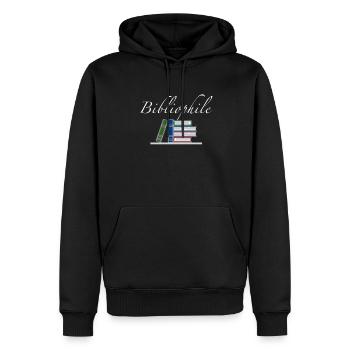 bibliophile livre lecture cadeau - Sweat à capuche Premium bio Homme - noir - Devant - Nico (187cm)