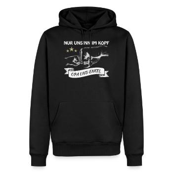 Opa und Enkel - Nur Unsinn im Kopf - Männer Premium Bio Hoodie - Schwarz - Vorne - Nico (187cm)