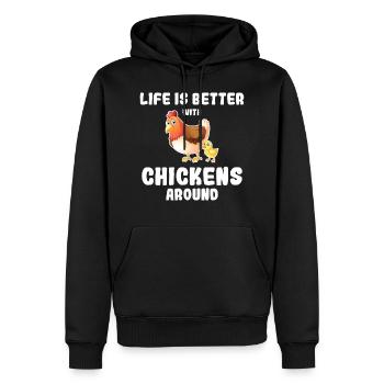 La vie est meilleure avec des poulets fermier poulet fermier - Sweat à capuche Premium bio Homme - noir - Devant - Nico (187cm)