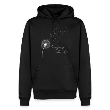 Enjoy Life Pusteblume Löwenzahn Leichtigkeit - Männer Premium Bio Hoodie - Schwarz - Vorne - Nico (187cm)