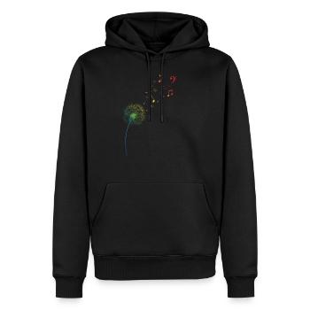 Regenbogen Pusteblume Löwenzahn Noten Musik - Männer Premium Bio Hoodie - Schwarz - Vorne - Nico (187cm)