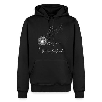 Life's Beautiful Pusteblume Löwenzahn Leichtigkeit - Männer Premium Bio Hoodie - Schwarz - Vorne - Nico (187cm)