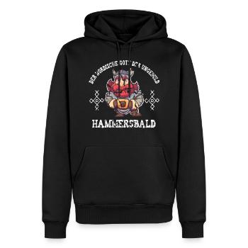 Nordische Gott der Ungeduld Hammersbald Wikinger - Männer Premium Bio Hoodie - Schwarz - Vorne - Nico (187cm)