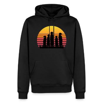 Cadeau vintage rétro de la famille Meerkat Meerkat - Sweat à capuche Premium bio Homme - noir - Devant - Nico (187cm)