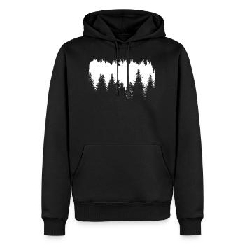 Pin forêt silhouette arbres nature - Sweat à capuche Premium bio Homme - noir - Devant - Nico (187cm)
