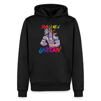 Einhorn training power fitness bunt - Männer Premium Bio Hoodie - Schwarz - Vorne - Nico (187cm)