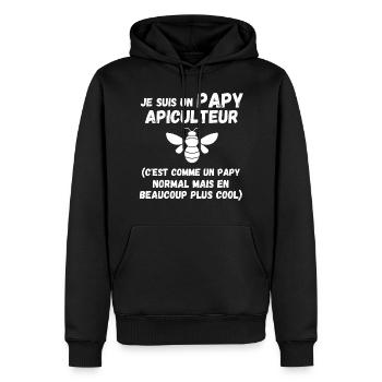 T SHIRT PAPY APICULTEUR COOL CADEAU HUMOUR ABEILLE - Sweat à capuche Premium bio Homme - noir - Devant - Nico (187cm)